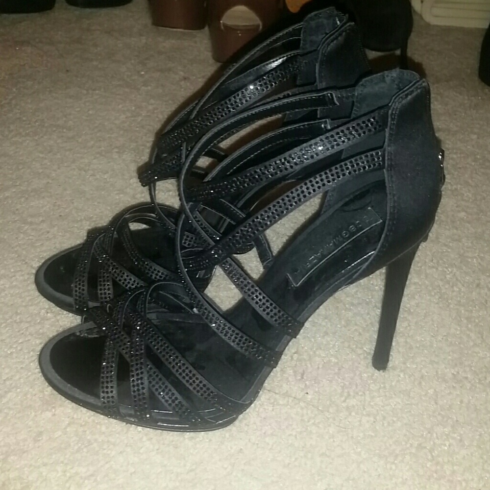 Bcbgmaxazria platform strappy encrusted pumps